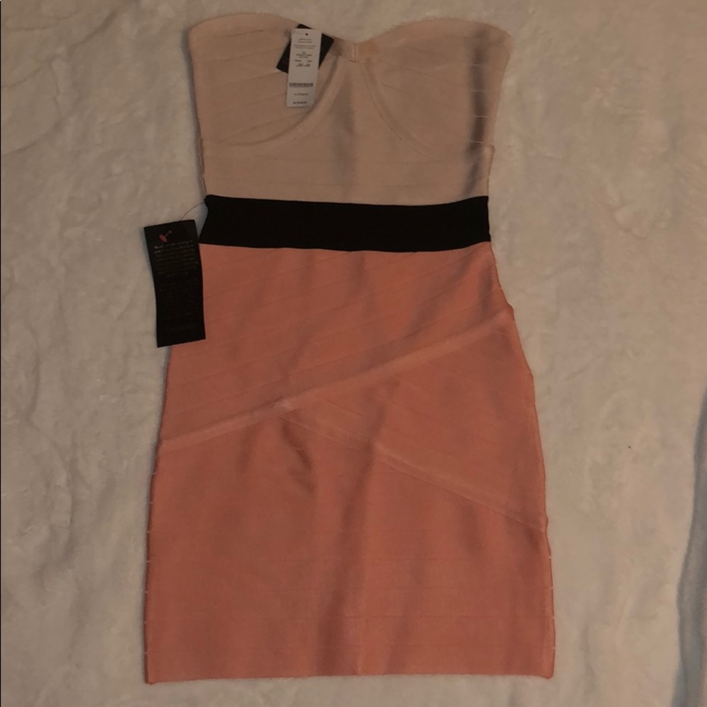 Bebe strapless mini bandage dress